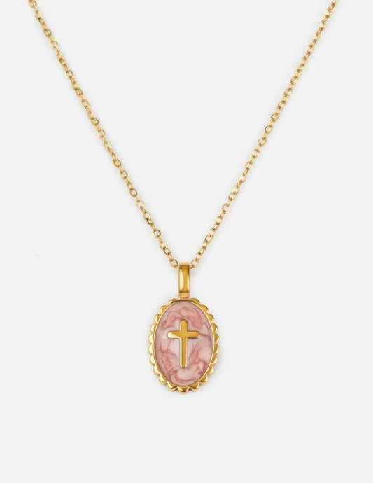 Vintage Rose Cross Necklace