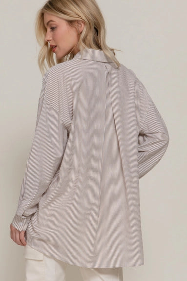Long Dolman Sleeve Oversized Y/D Stripe Shirt