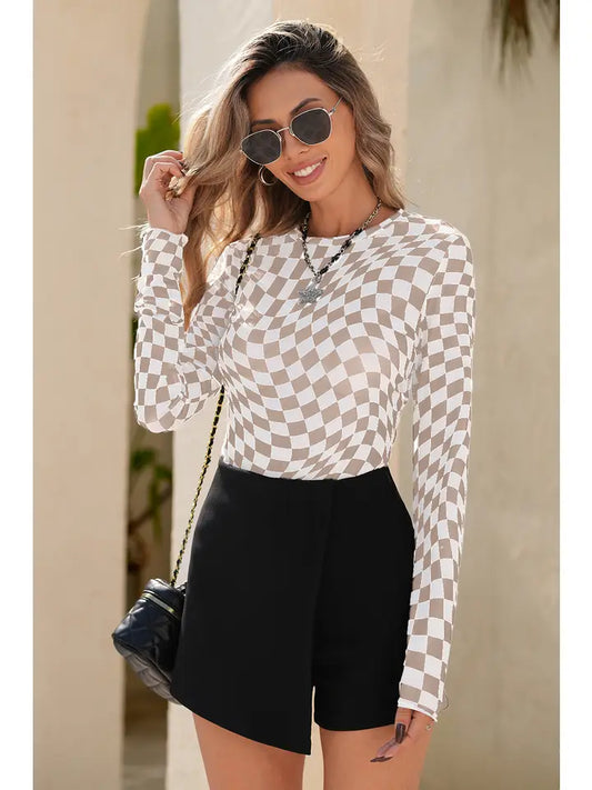 Checkered Mesh Top