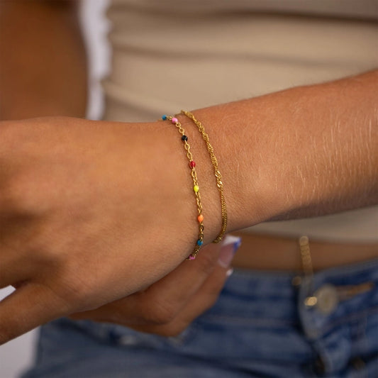 18K Gold Pvd Stainless Steel Muti Color Confetti Bracelet - Life Proof Jewelry