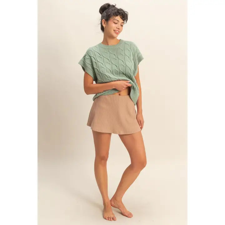 Oversized Cable Knit Sweater Vest