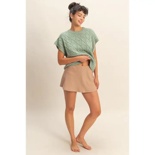 Oversized Cable Knit Sweater Vest