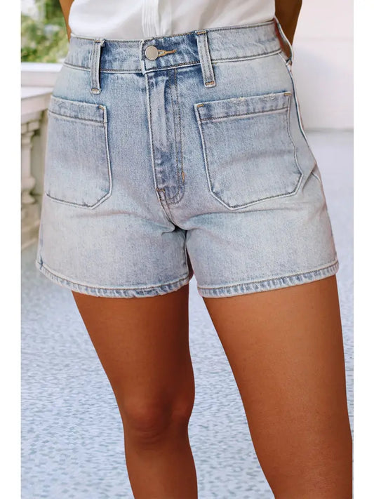 Light Wash High Rise Denim Shorts