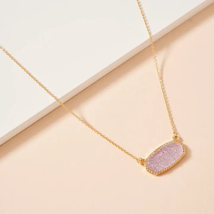 Druzy Stone Charm Necklace