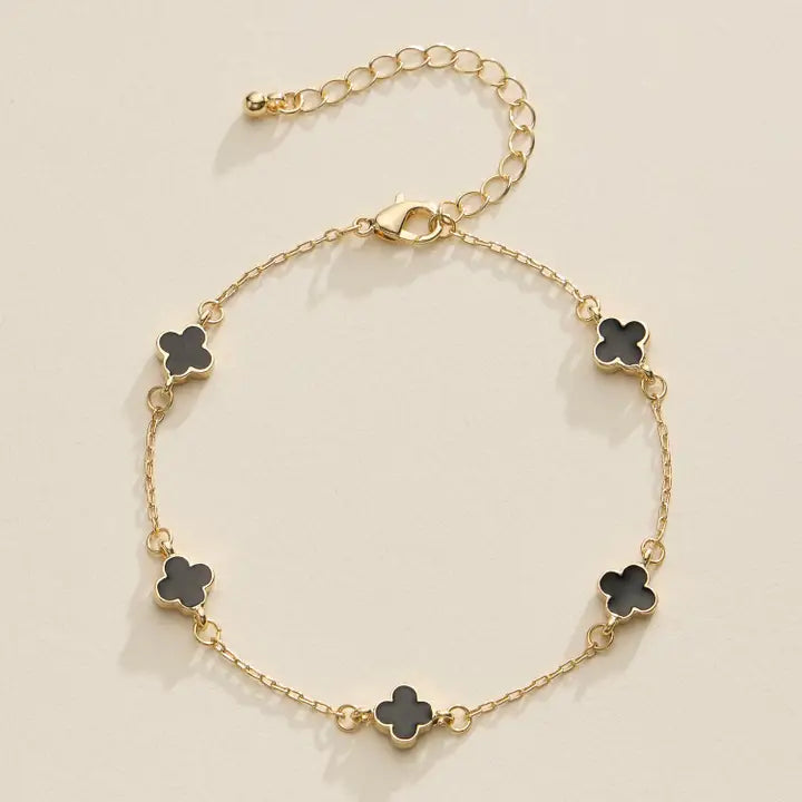Gold Mini Clover Charm Bracelet