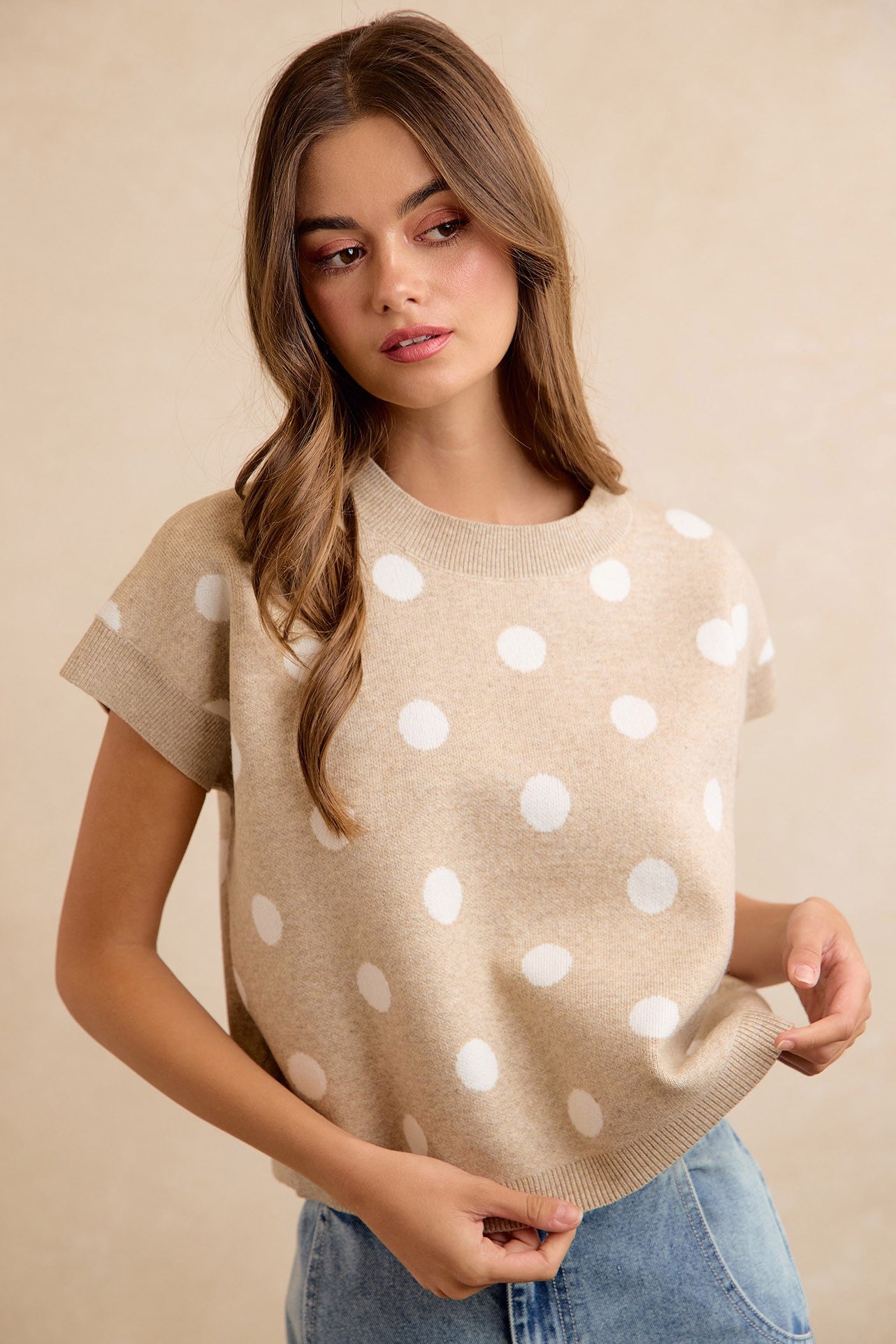 Polka Dot Knit Sleeveless Top