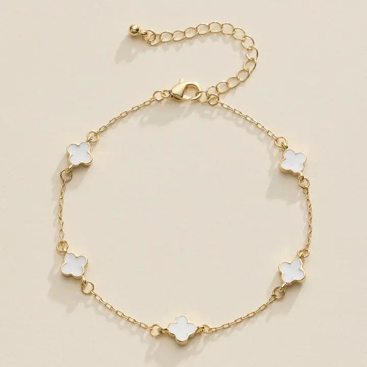 Gold Mini Clover Charm Bracelet