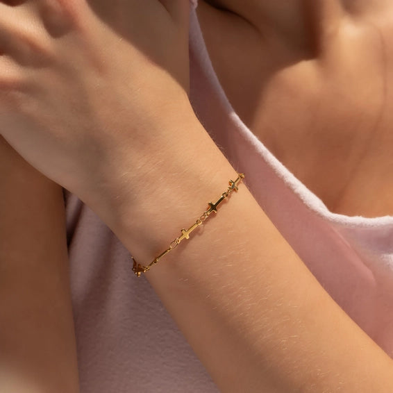 18K Gold Pvd Stainless Steel Cross Chain Bracelet - Life Proof Jewelry