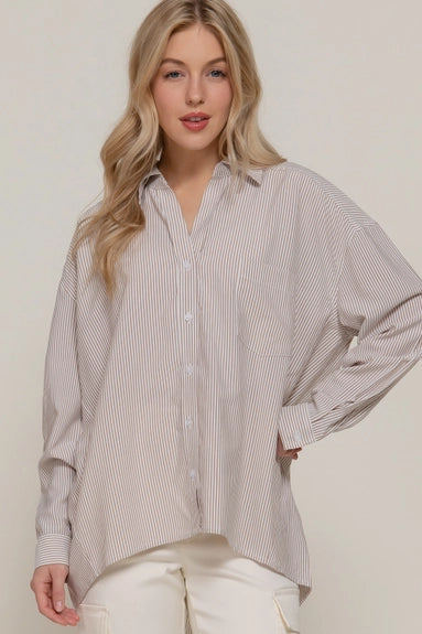 Long Dolman Sleeve Oversized Y/D Stripe Shirt